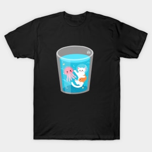 Cat in Water Space T-Shirt